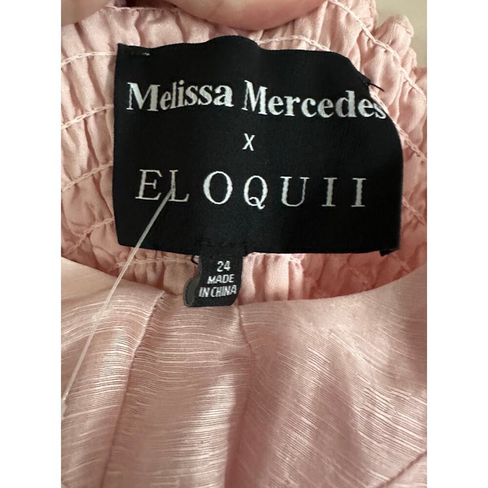 Melissa Mercedes × ELOQUII Fit And Flare DramatIC Bow Dress Pink Plus Sz. 24 NWT - Picture 3 of 5